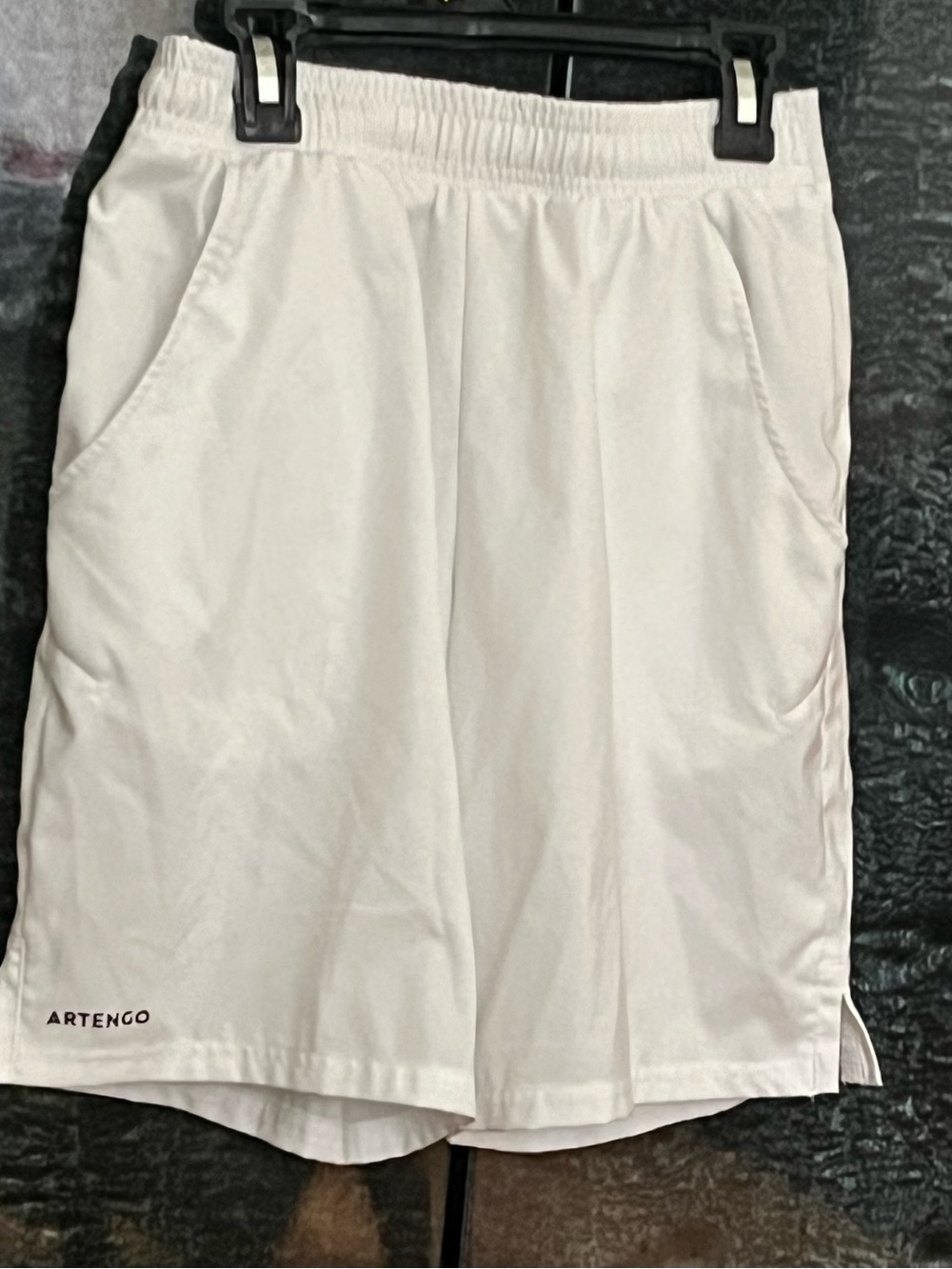 Decathlon Artengo White Athletic Tennis Shorts with Black Accents
